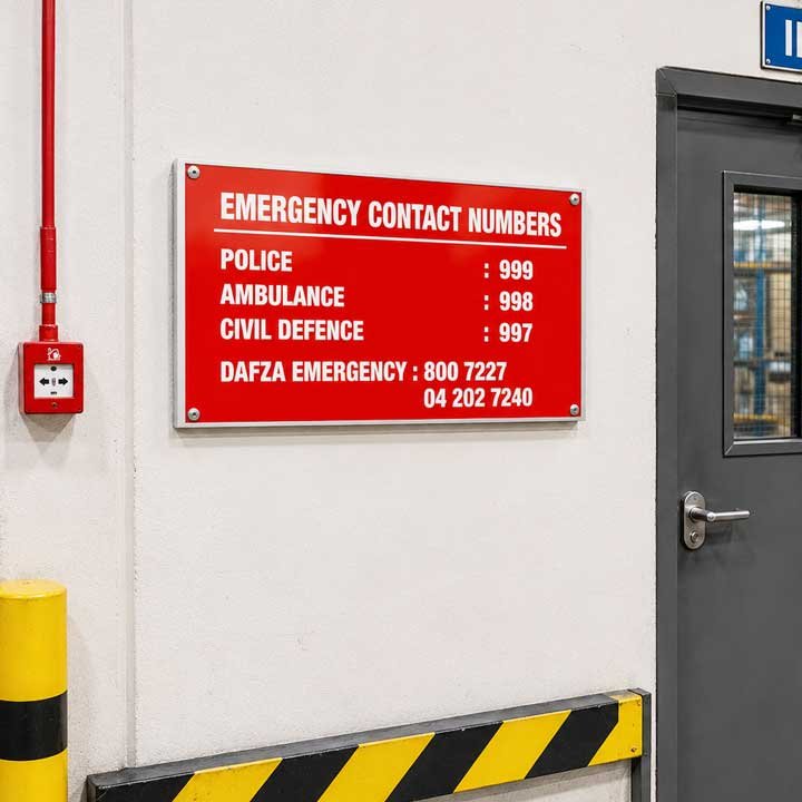 Emergency Contact Numbers Sign