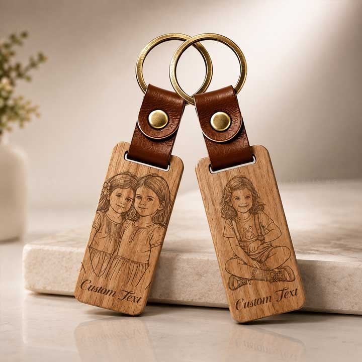 Personalized Wooden Photo Keychain