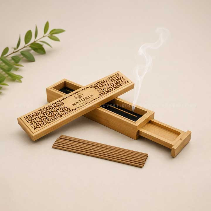Wooden Incense Burner with Drawer & 10 Oud Sticks