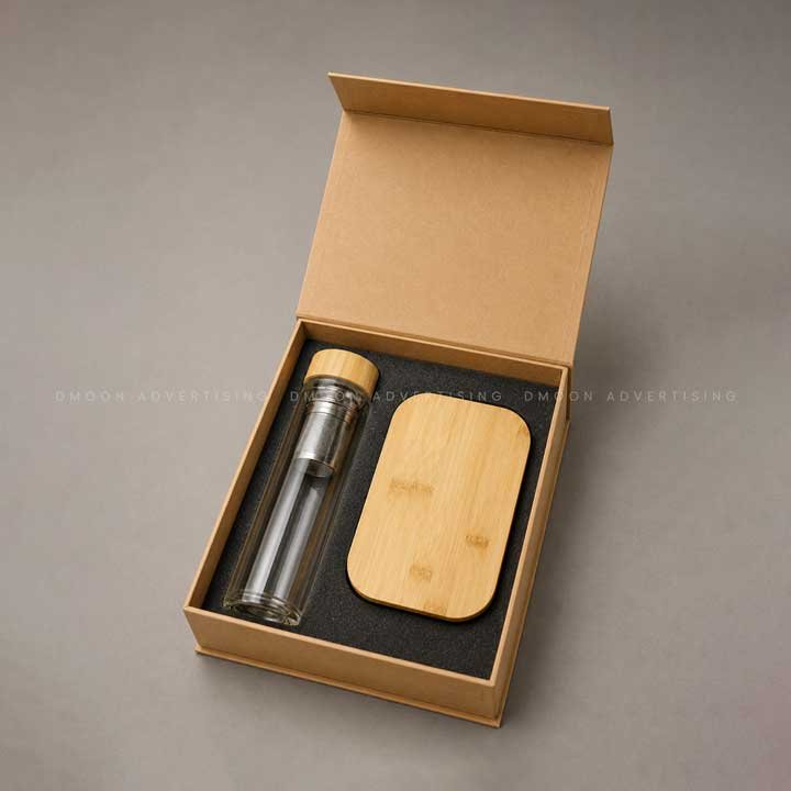 Eco-Friendly Glass Flask & Bamboo Lunch Box Gift Set
