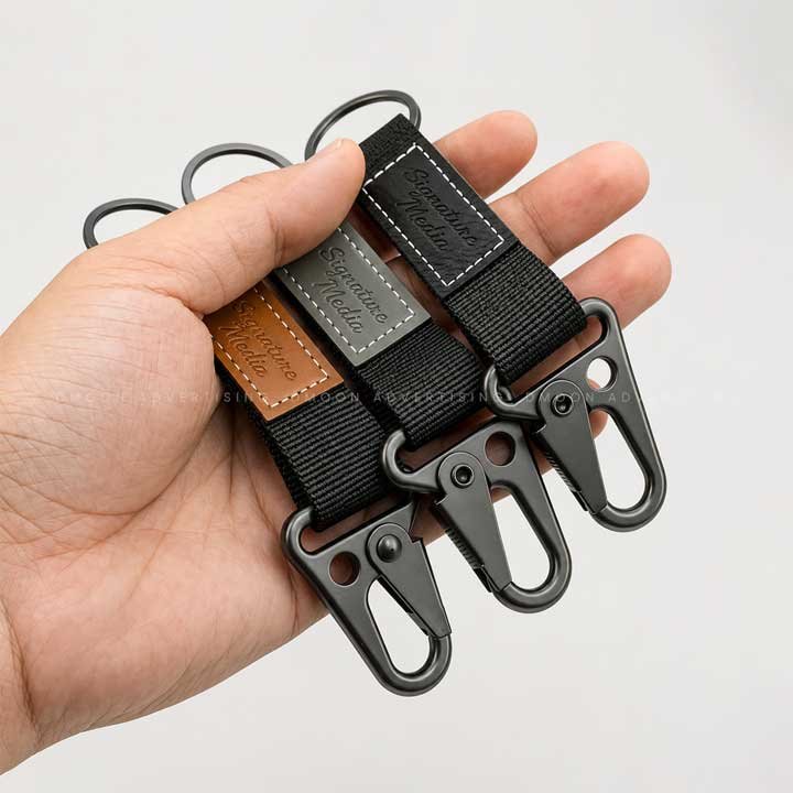 Metal Key Chains with Leather Strap